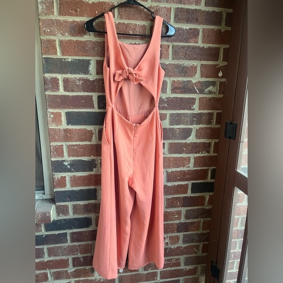 Aritzia Wilfred Peach Tie Back Wide Leg Crop Jumpsuit Size 2 - Picture 7 of 11